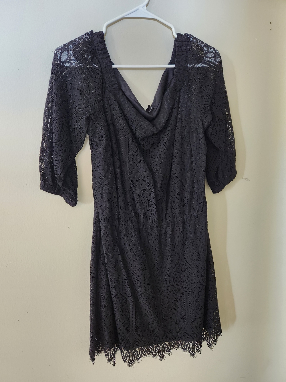 White House Black Market Black Lace Midi Dress Off Shoulder 12